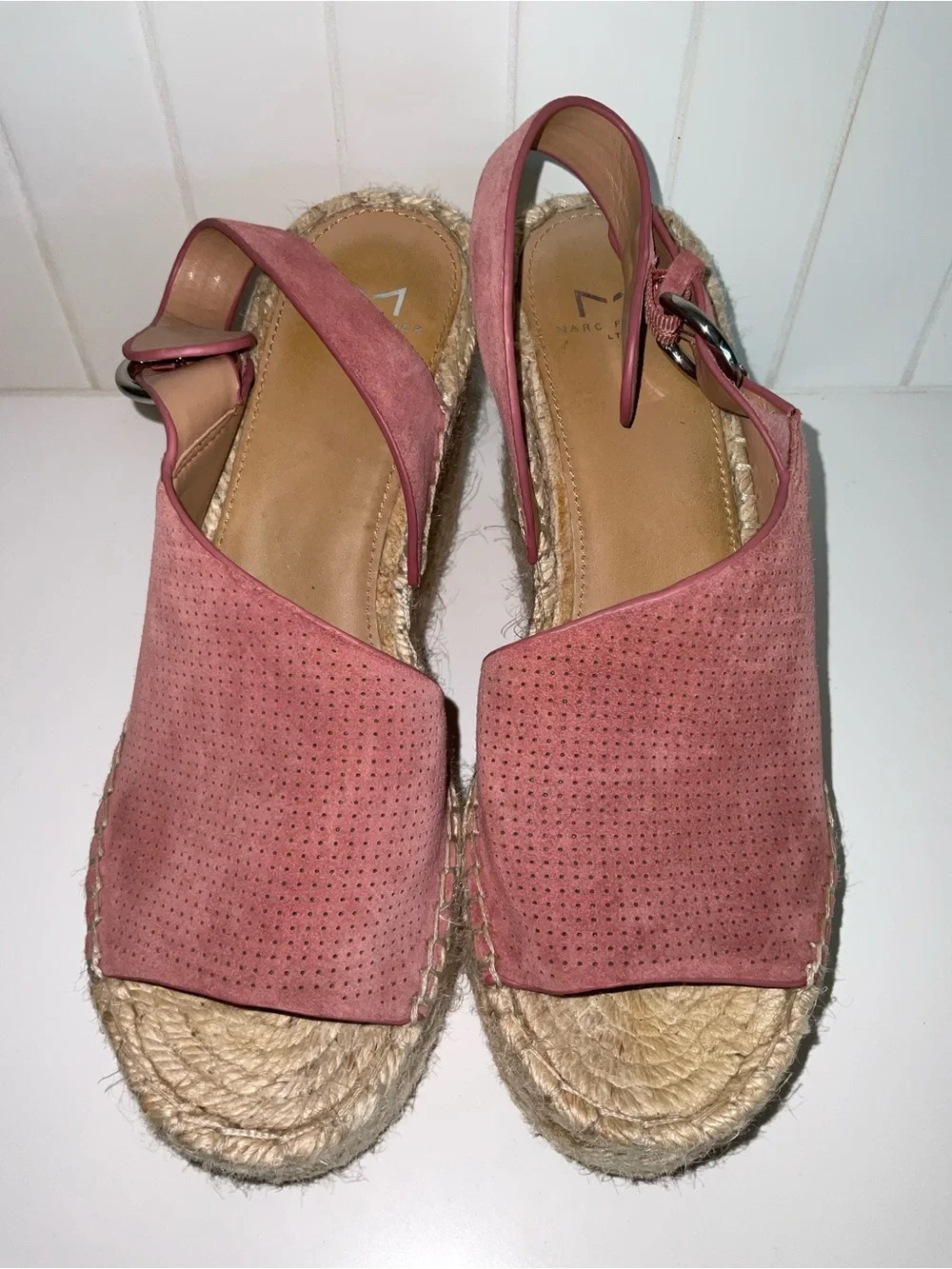 Marc Fisher Mlandela Pink Suede Espadrille Wedge Sandals